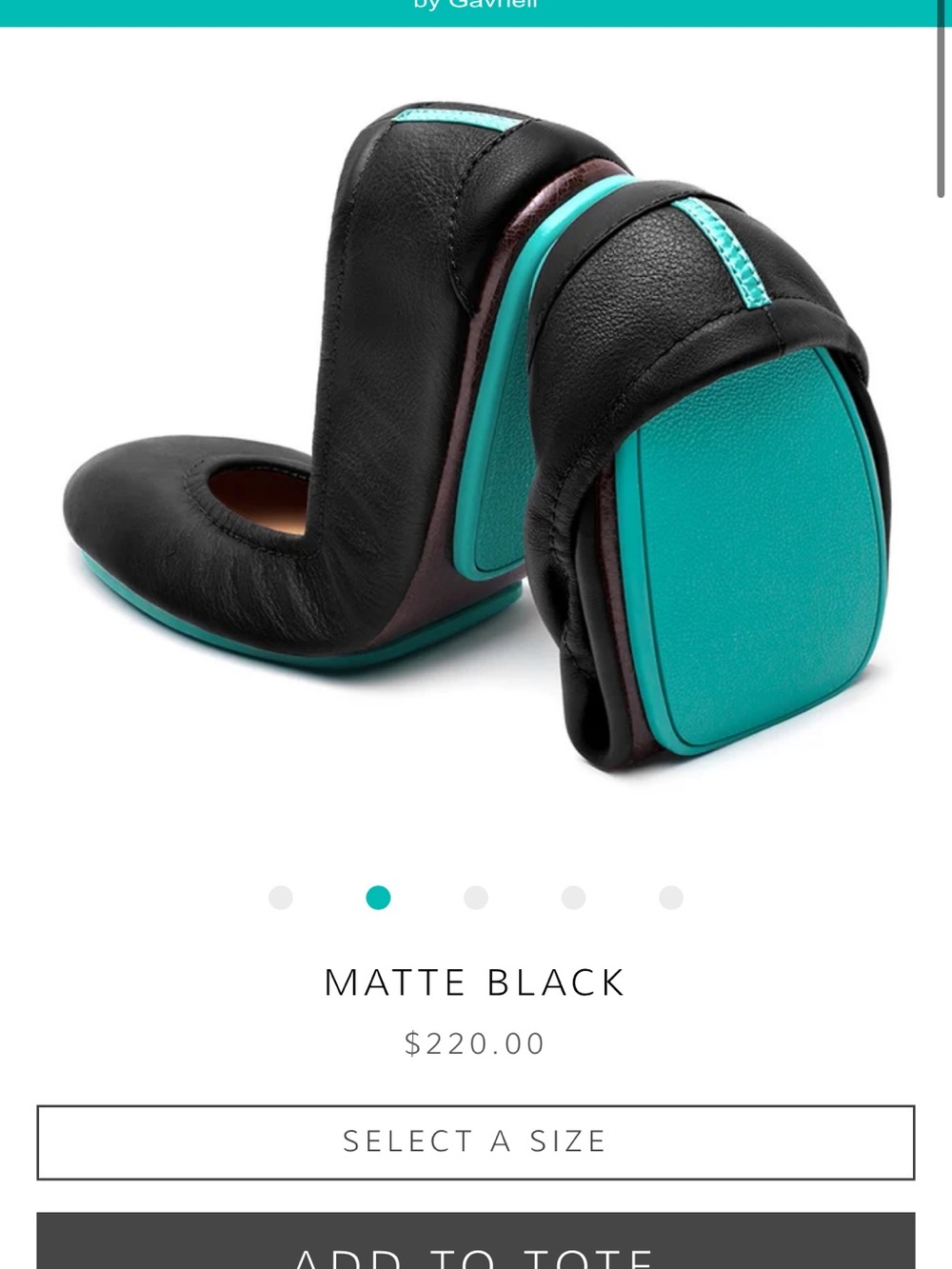 Tieks Black Leather Ballet Flats with Teal Accents 8 - Picture 2 of 4